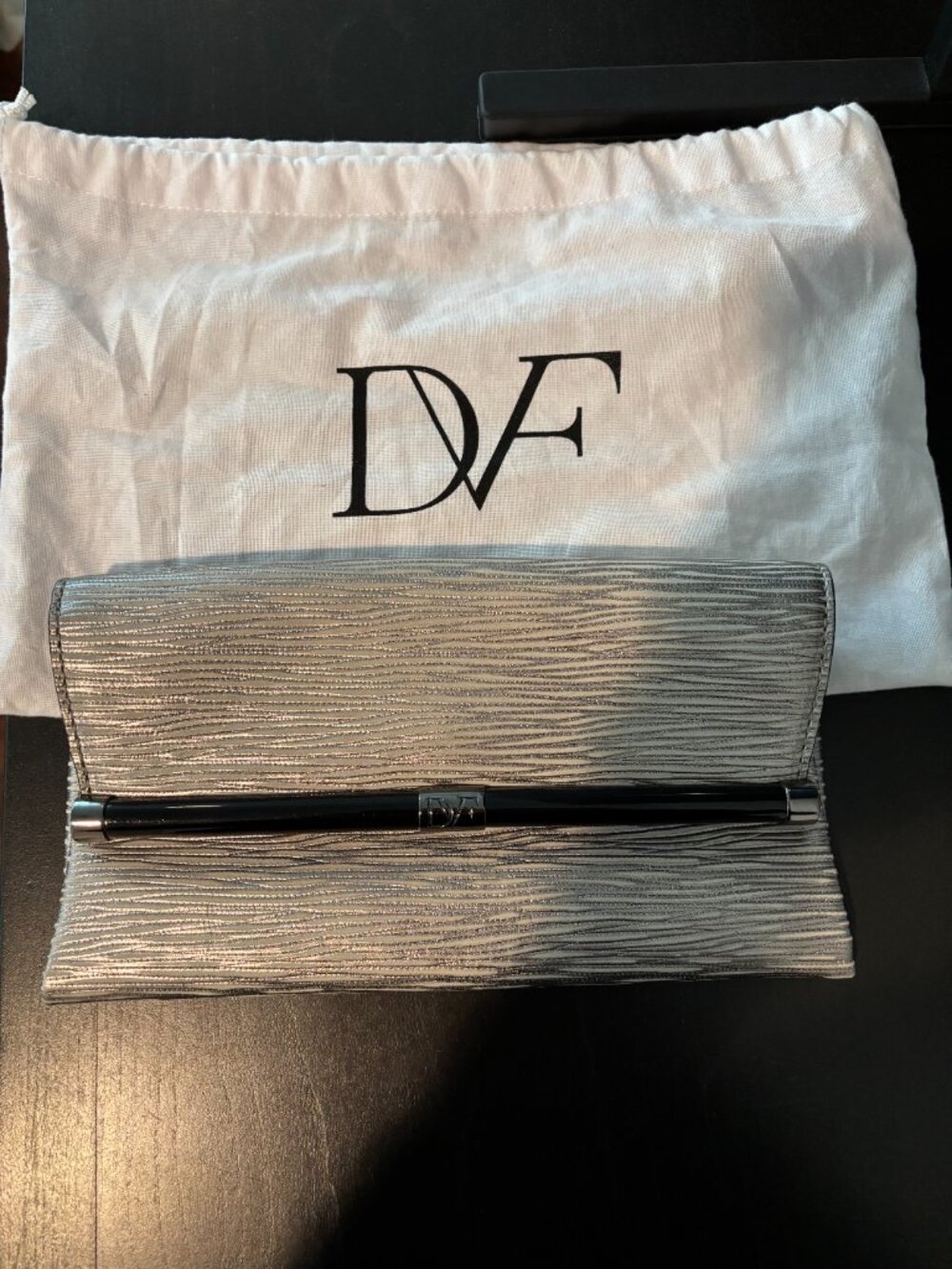 DVF Silver/Black clutch - Excellent condition